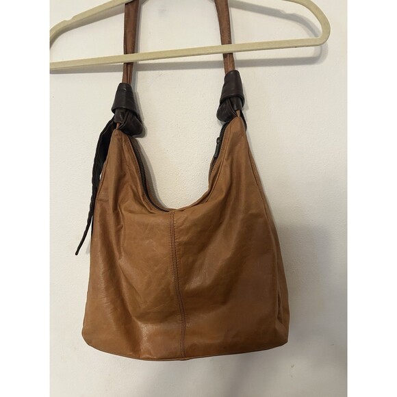 Vintage mesace hobo Style Leather Bag  Camel And Brown Boho Lightweight - Picture 7 of 12